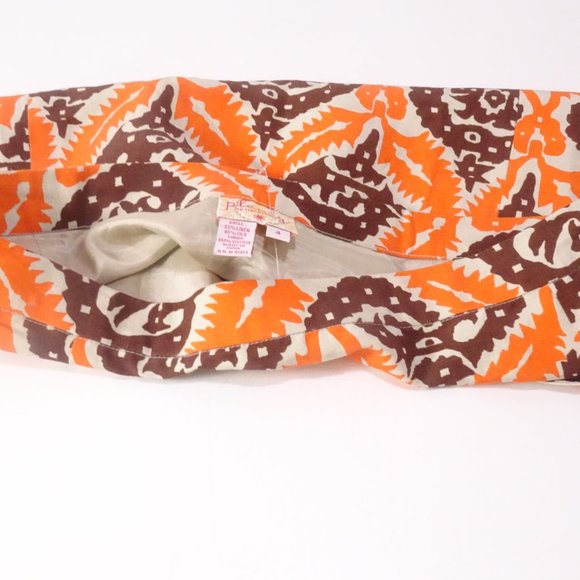 Plenty by Tracy Reese Brown Orange Cream Print Front Pocket Mini Skirt Sz 4 - Picture 7 of 12